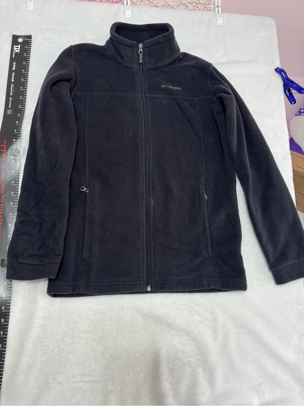 Columbia Boys 14/16 Black Full-Zip Fleece Jacket with Stand Collar